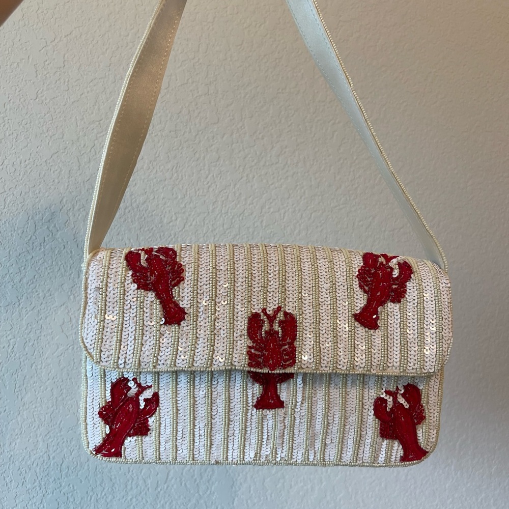 Viral Lobster Beaded Shoulder Bag